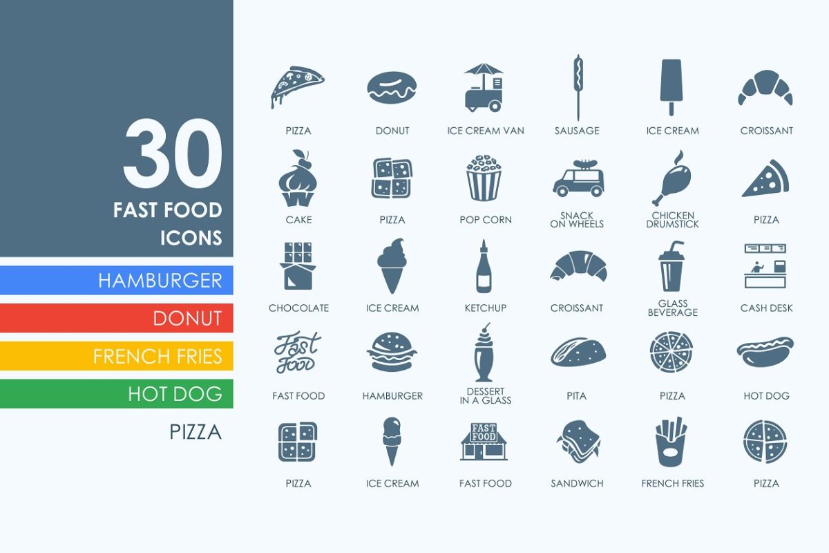 快餐食品图标素材 30 Fast Food icons