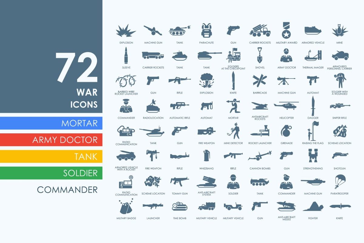 72个战争主题图标 72 war icons