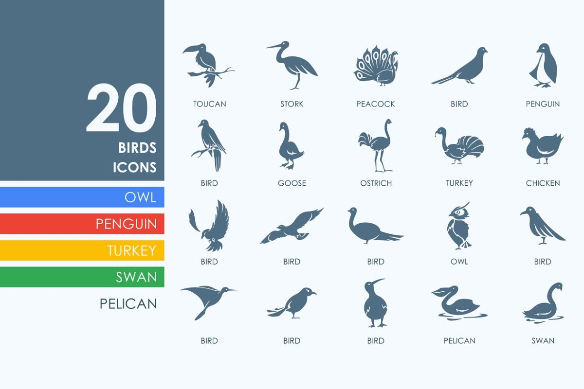 20种鸟的图标 20 birds icons