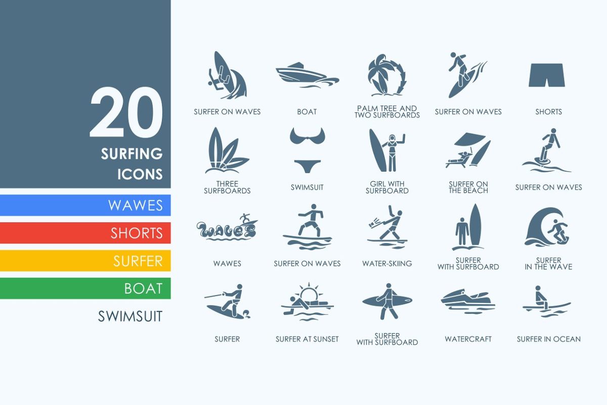 冲浪图标素材 20 Surfing icons