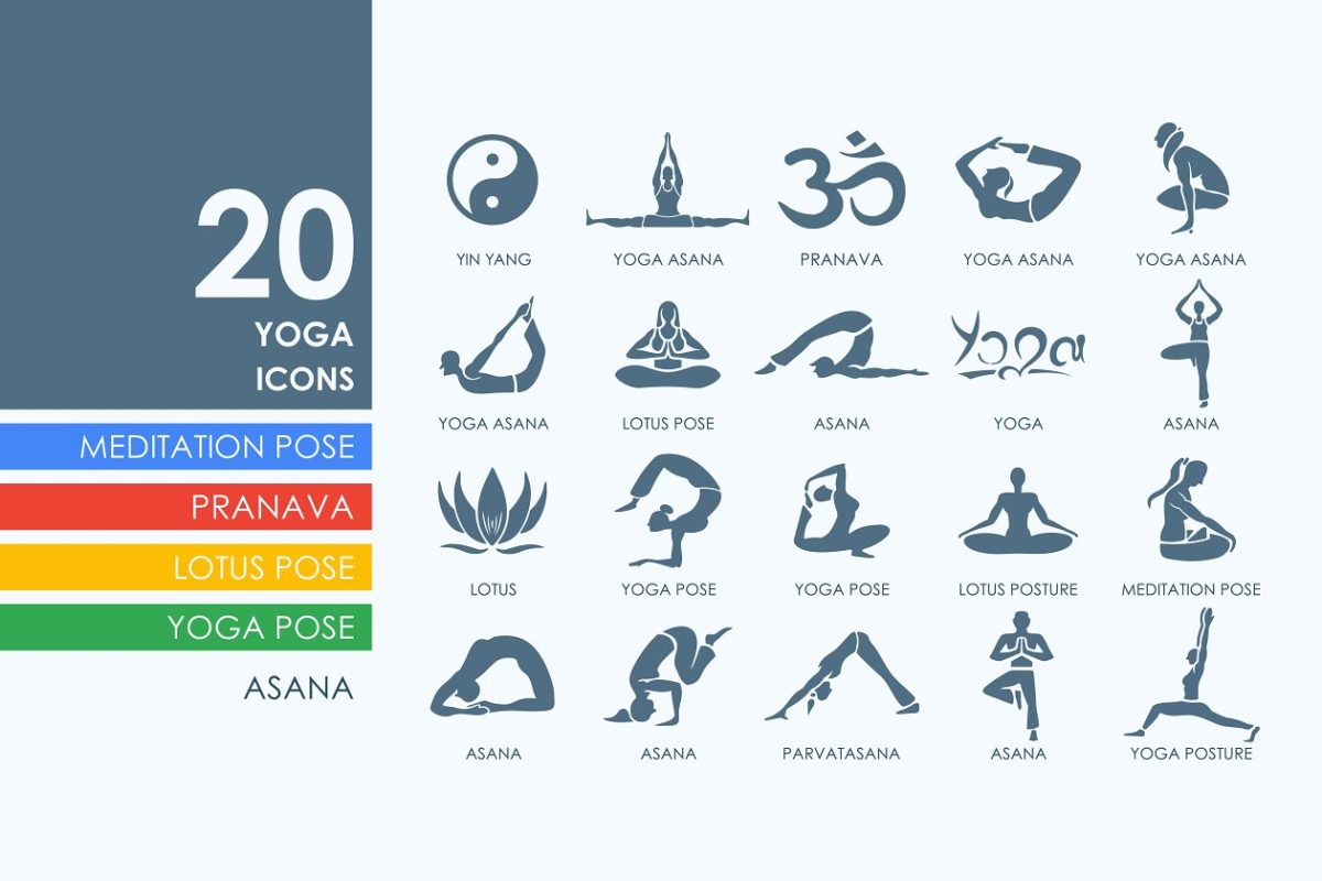 20个瑜伽主题图标 20 yoga icons