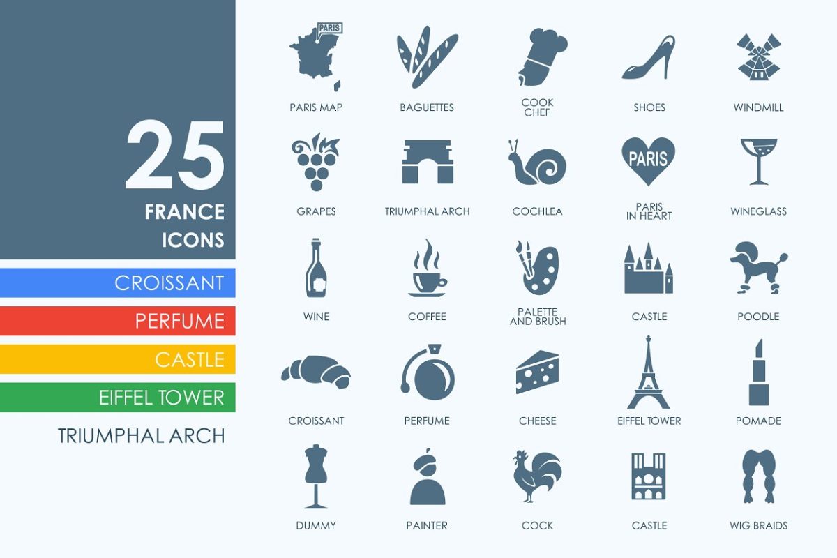 25个法国相关的图标 25 France icons