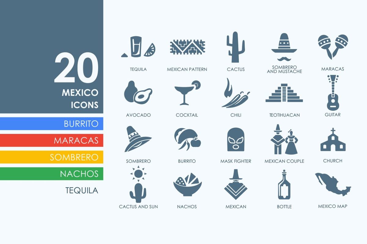 墨西哥矢量图标素材 20 Mexico icons