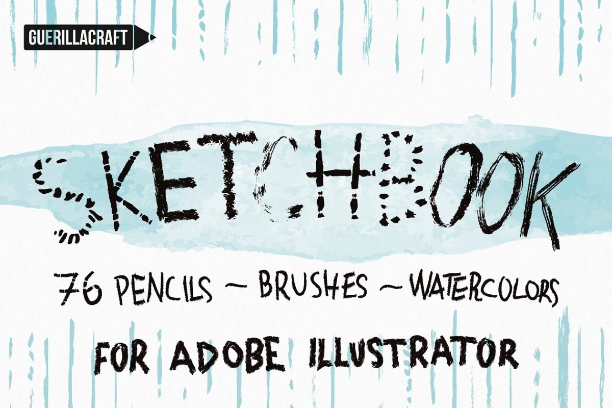 有趣的Ai笔刷 Sketchbook Brushes for Illustrator