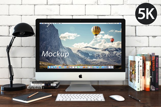 办公场景的 iMac 5K 版 一体机洋酒 iMac mockup – 5k (Loft)