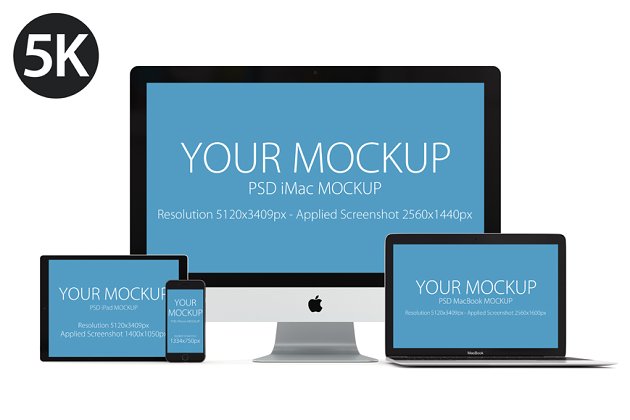 免费的响应式网站APP苹果设备样机 Apple Mockup products – 1 (white)