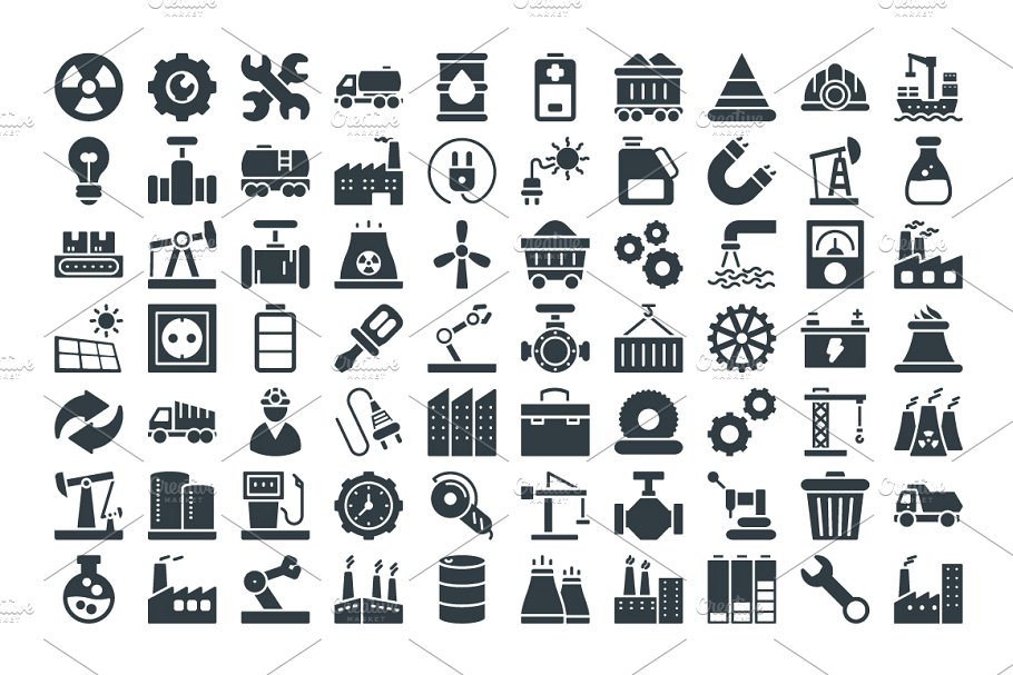 100 工业矢量图标 100 industrial vector icons