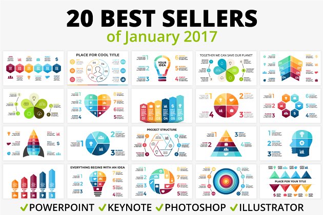 信息图表插图模板 Top 20 Infographics Of January 2017