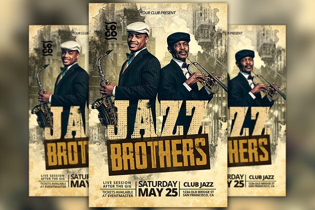 爵士乐队音乐活动传单模板 Jazz Band Music Event Flyer Template