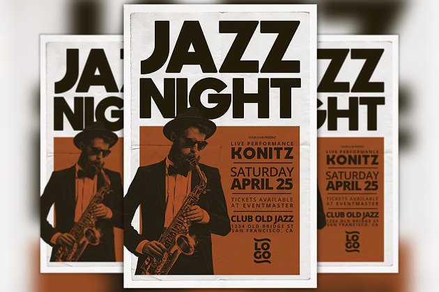 爵士音乐海报设计 Jazz Concert Music Event Flyer
