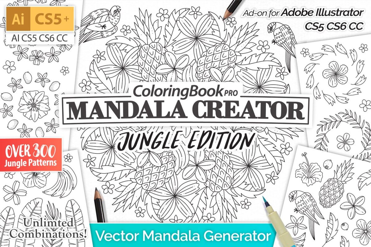 丛林矢量曼荼罗图案绘制 Jungle Vector Mandala Creator