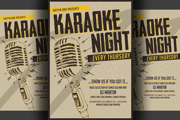 K歌之夜主题海报传单模板 Karaoke Night Flyer/Poster Template