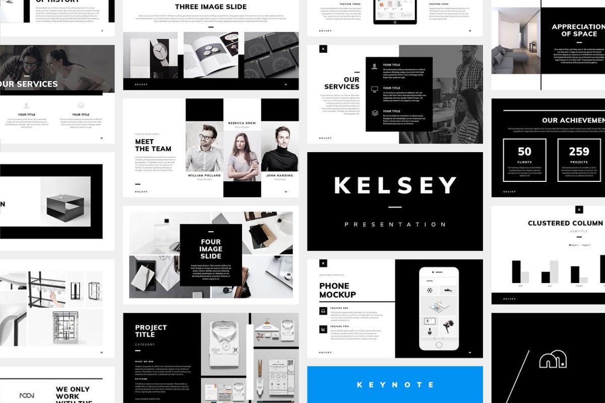 设计感很强的公司企业介绍keynote模板下载 Kelsey – Keynote Presentation