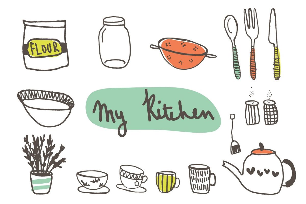 厨房用品图标插画 Illustrated Kitchen Clip Art
