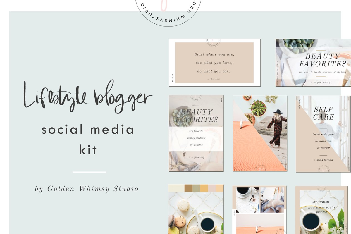 生活情趣的社交广告模板 Lifestyle Blogger Social Media Kit