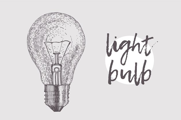灯泡素描插画 Illustration of a light bulb