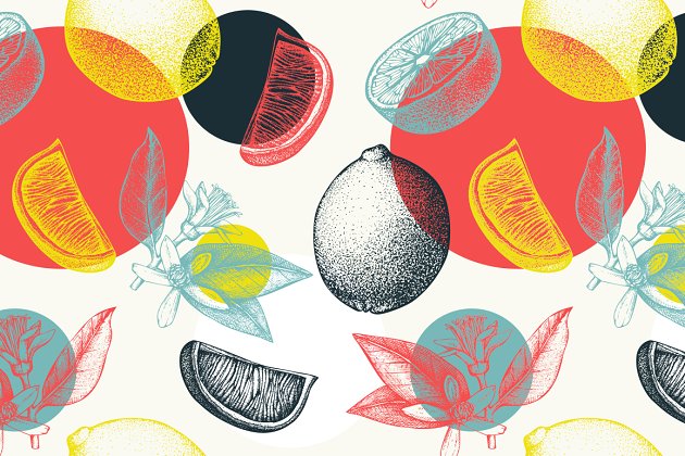 个性抽象水果背景纹理素材 Vector Lime Fruit Pattern