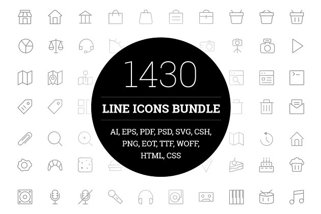 线型网页APP图标素材 1430 Line Icons Bundle