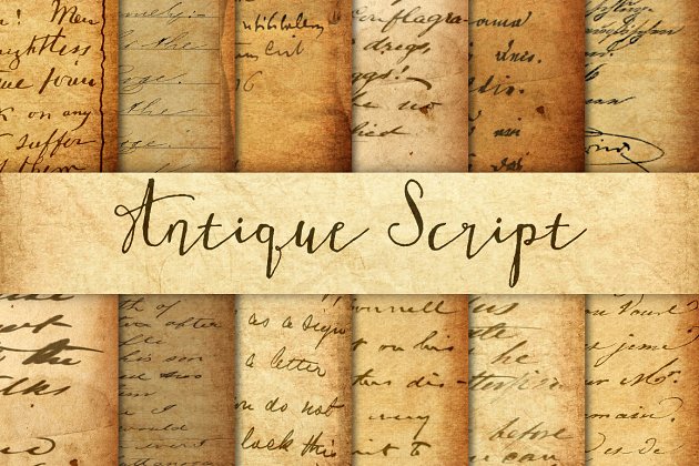 怀旧手写纹理背景 Antique Script Textures