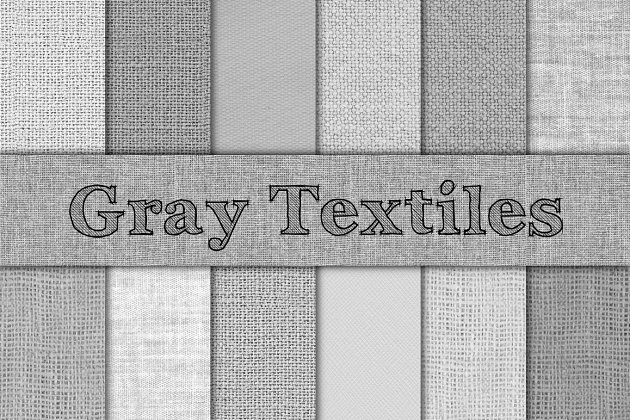 灰色帆布肌理背景纹理素材 Gray Burlap, Linen & Canvas Textures
