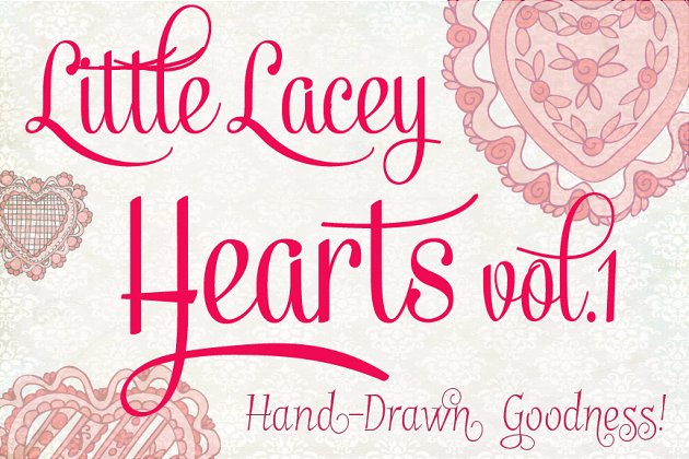 蕾丝心形插画素材 Little Lacey Hearts, vol. 1