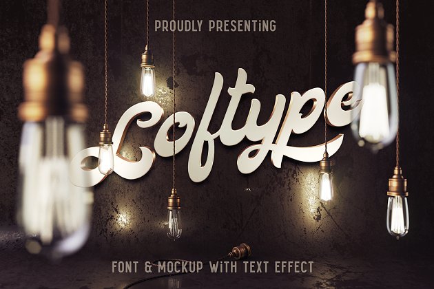 经典的手写字体集 "Loftype" typeface & vintage mockup