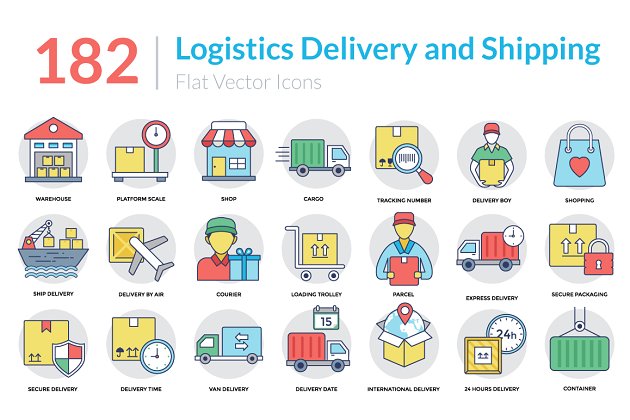 物流配送图标素材 182 Logistics Delivery Icons