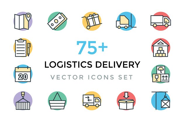 75+物流配送矢量图标 75+ Logistics Delivery Vector Icons
