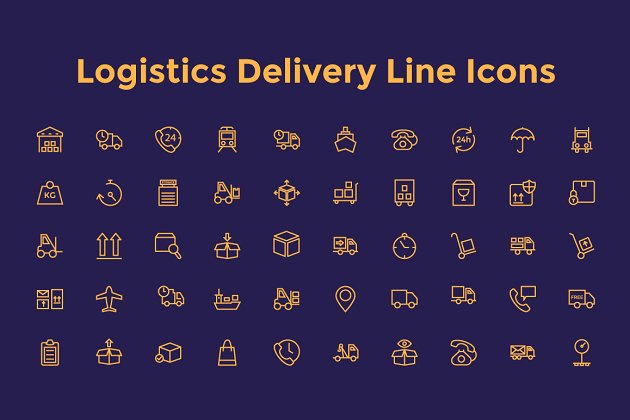 物流配送线图标 Logistics Delivery Line Icons