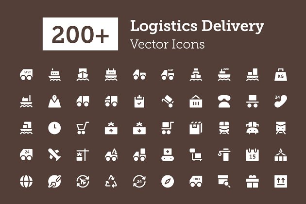 200+物流配送图标 200+ Logistics Delivery Icons