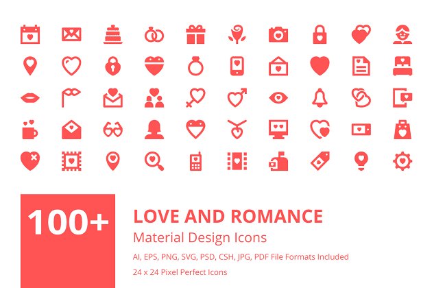 浪漫爱情图标素材 100+ Love and Romance Material Icons