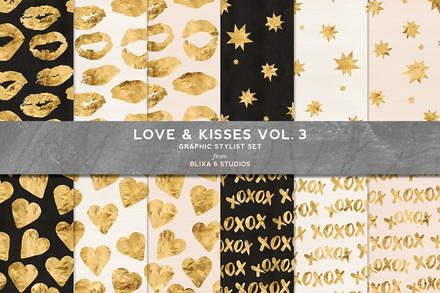 烫金爱心背景纹理 Love & Kisses Vol. 3: Warm Gold