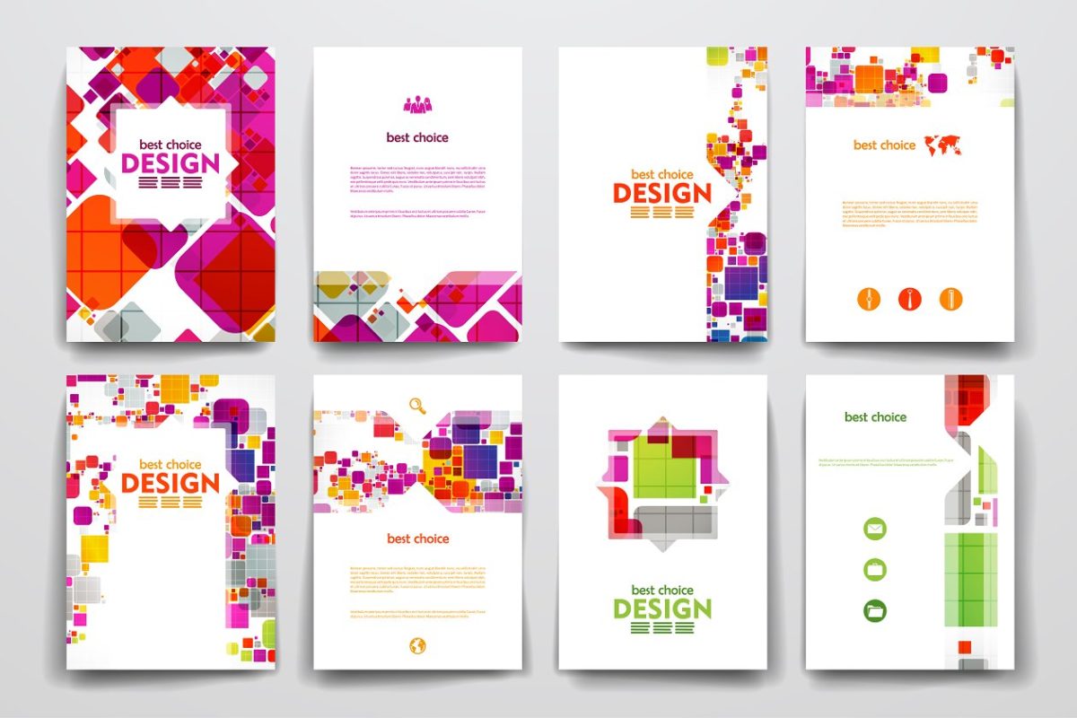 抽象多彩的画册模板 Set of Abstract Brochures