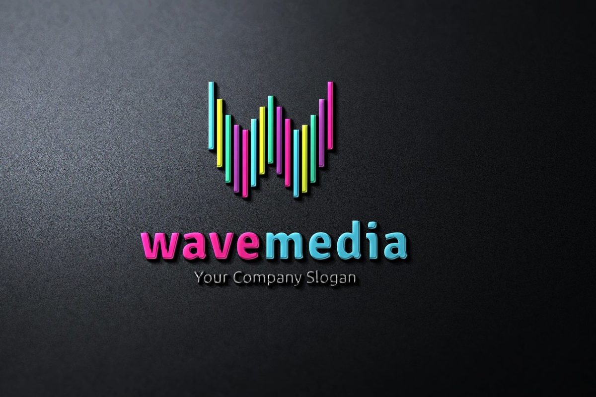 logo设计素材模板 Wave Media