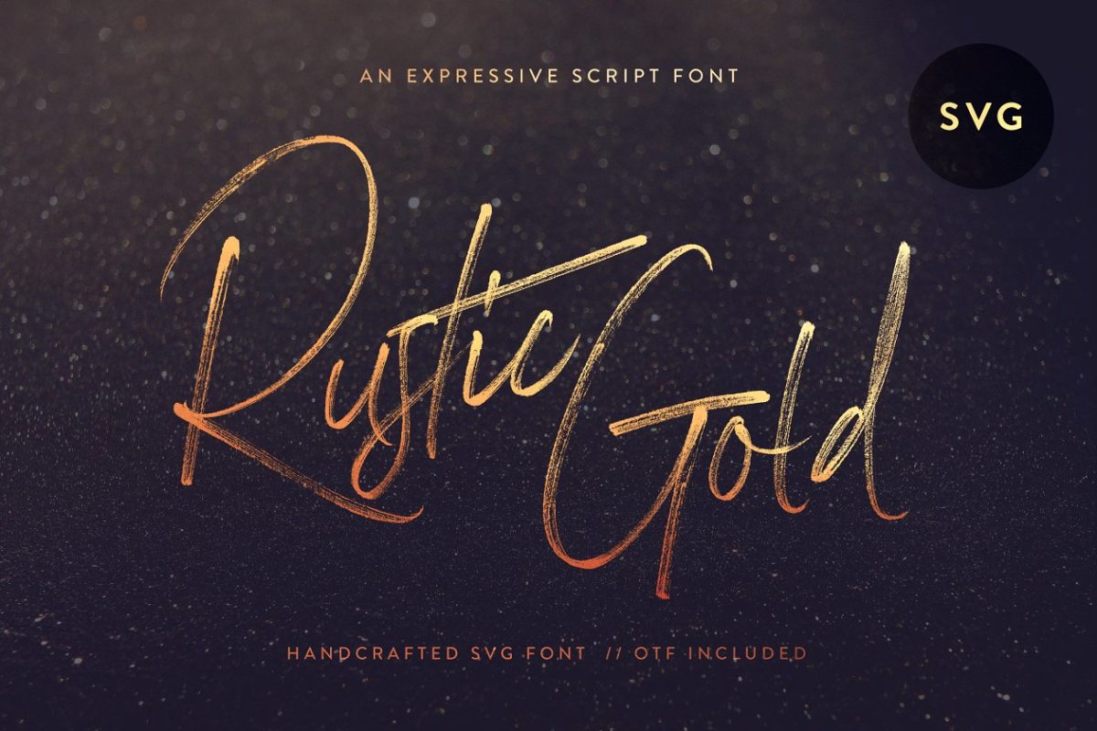 质朴的金色SVG笔刷脚本 Rustic Gold SVG Brush Script