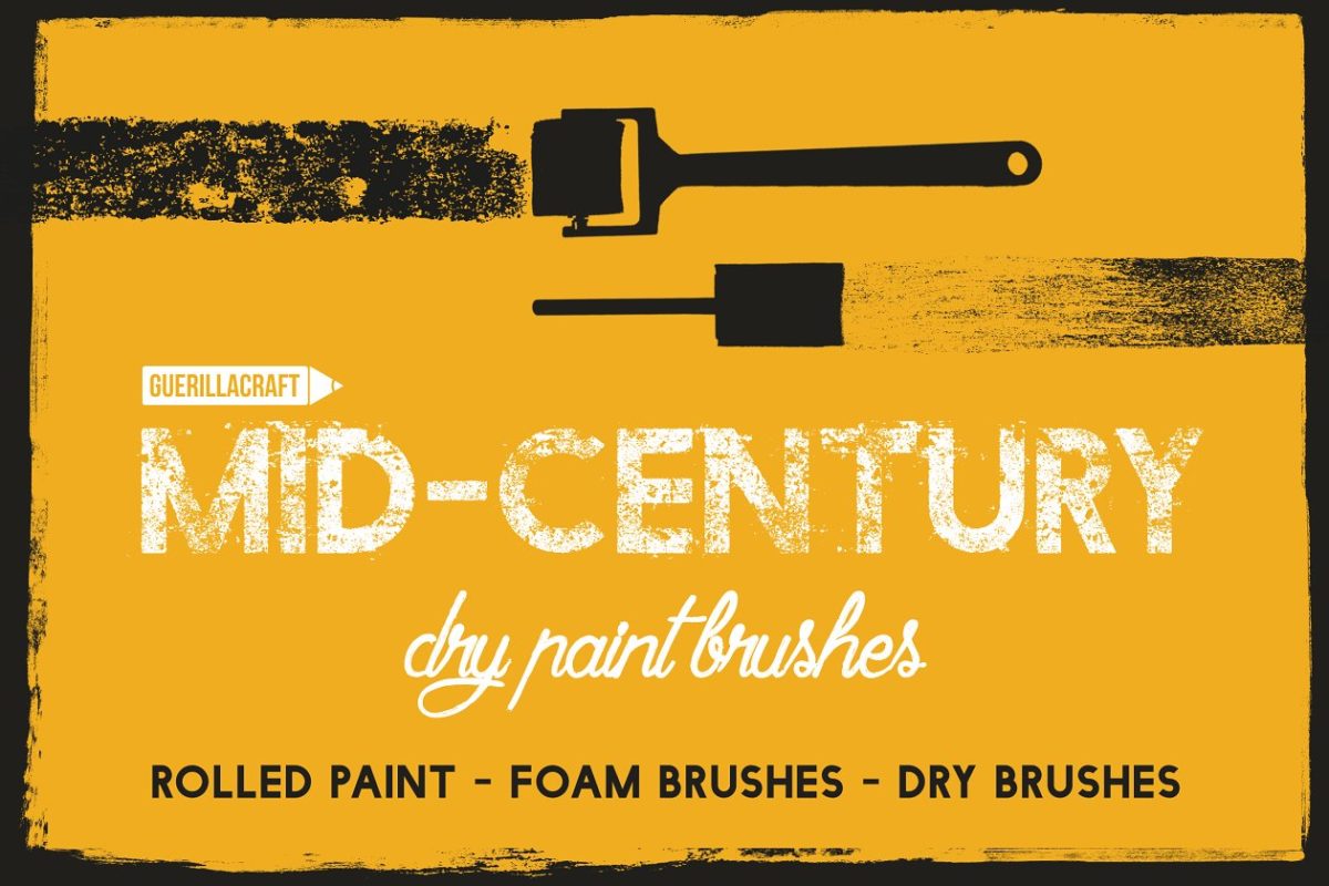 中世纪PS笔刷下载 Mid-Century – Dry Paint Brushes