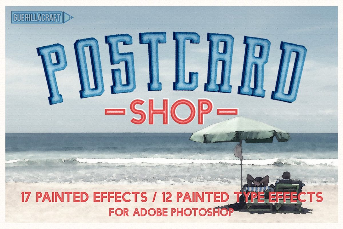 油画明信片绘画效果样式 Postcard Shop for Adobe Photoshop