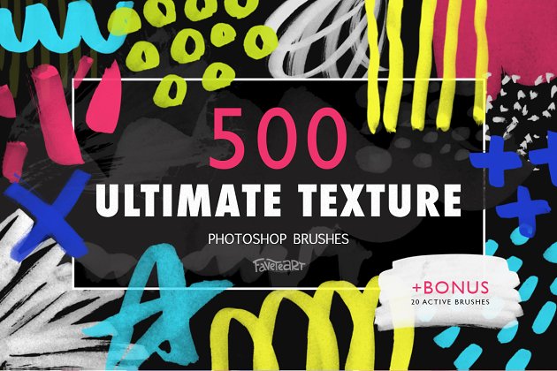 500个手绘效果的PS笔刷 Ultimate Texture – 500 PS Brushes