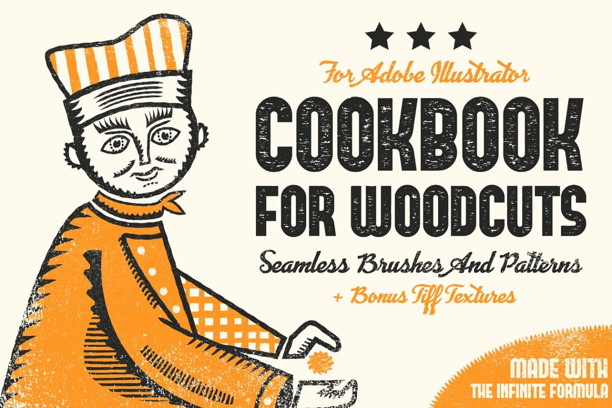 ps肌理笔刷下载 Cookbook for Woodcuts | Brushes