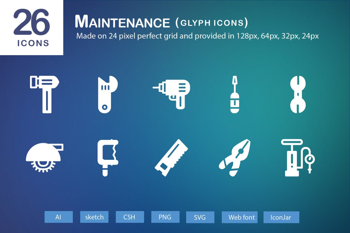 维护字形图标 26 Maintenance Glyph Icons
