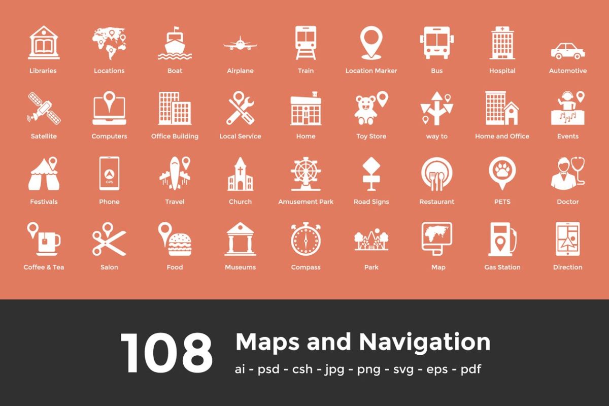 地图和导航图标下载 108 Maps and Navigation Icons