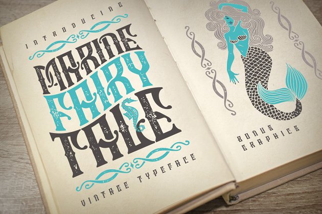 经典海洋童话设计字体 Vintage font "Marine fairytale"