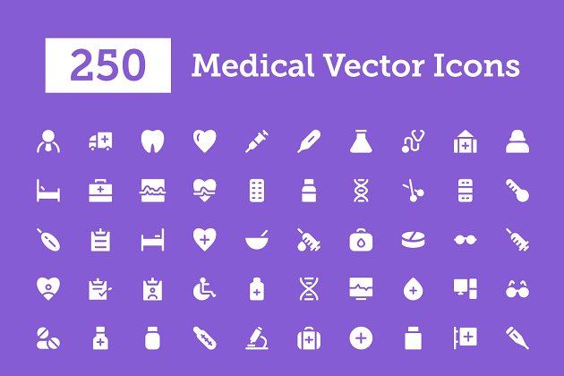 250个医学矢量图标 250 Medical Vector Icons