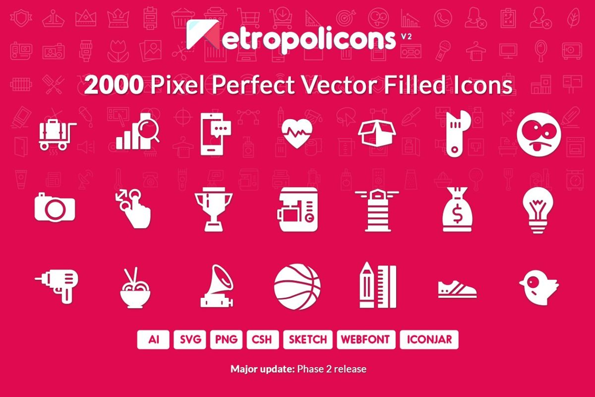 完美像素填充图标 2000 Filled Icons Set Metropolicons