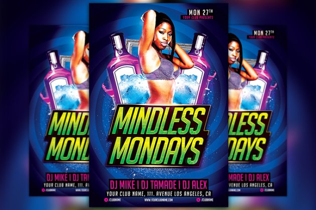 无心的星期一传单海报模板 Mindless Mondays Flyer Template