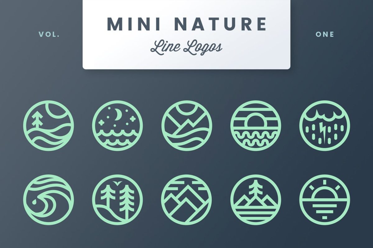 抽象自然logo设计元素模板 Mini Nature Line Logos – Volume 1