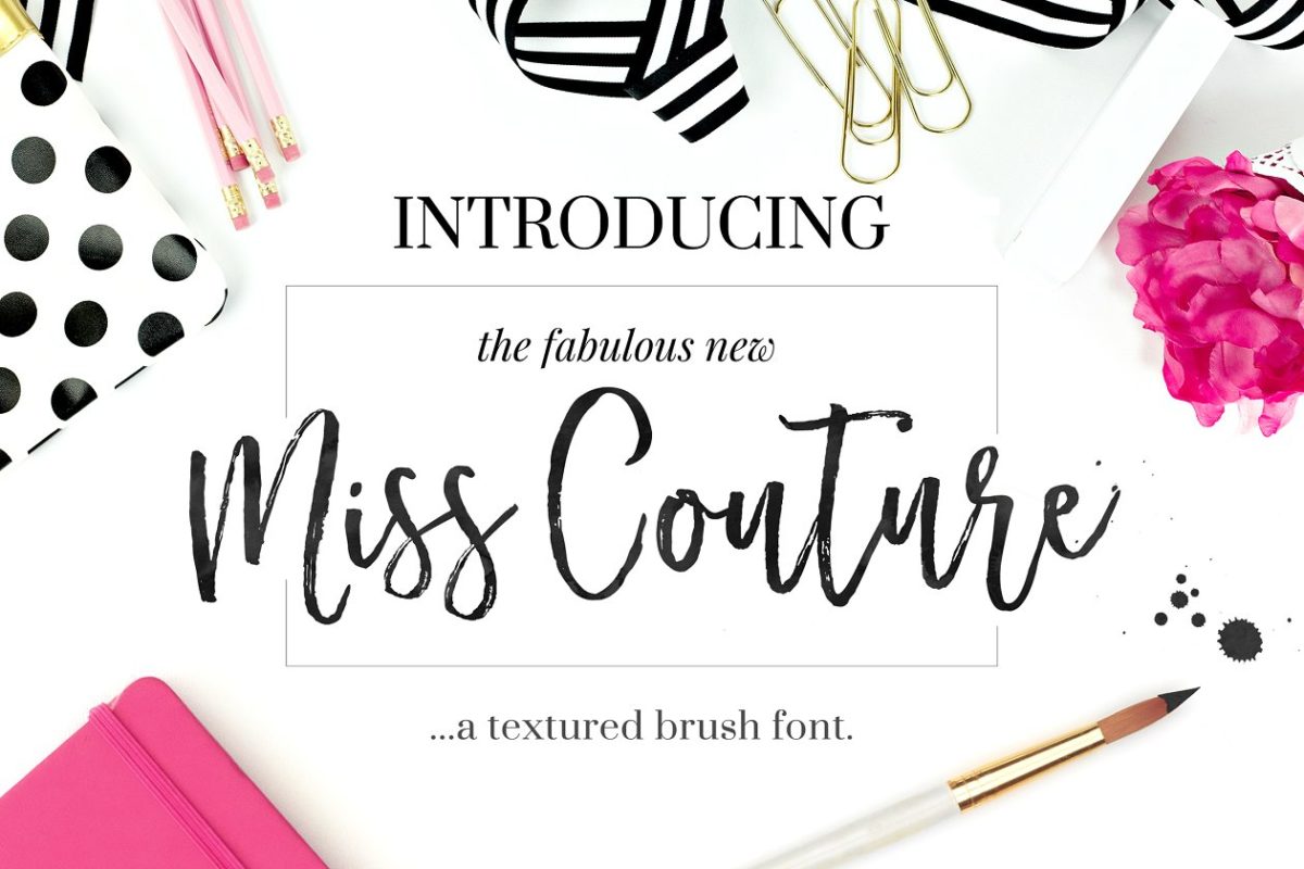 毛笔手绘字体 Miss Couture  Brush Script + Bonus