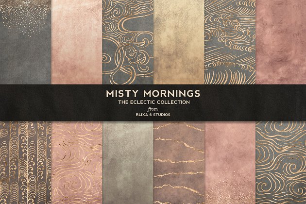 玫瑰金图案背景纹理 Misty Mornings-Rose Wabi Sabi Worlds