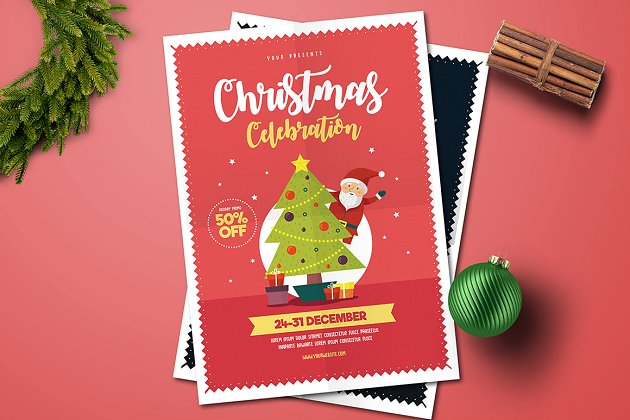圣诞庆祝海报模板 Christmas Celebration flyer