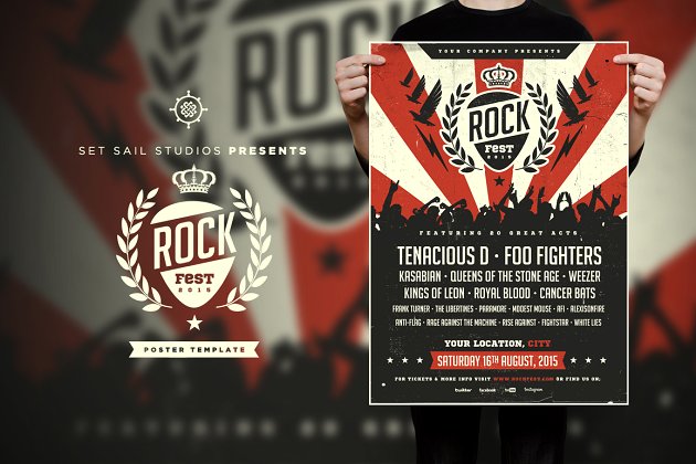 摇滚音乐海报设计模板 Rock Fest Poster